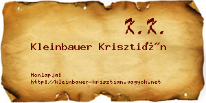Kleinbauer Krisztián névjegykártya
